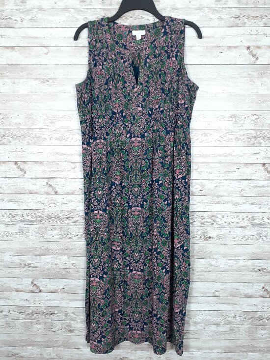 J. Jill Dresses & Skirts - J Jill Sleeveless Maxi Dress M Petite Pleated Top Notch Neck Stretch 869A